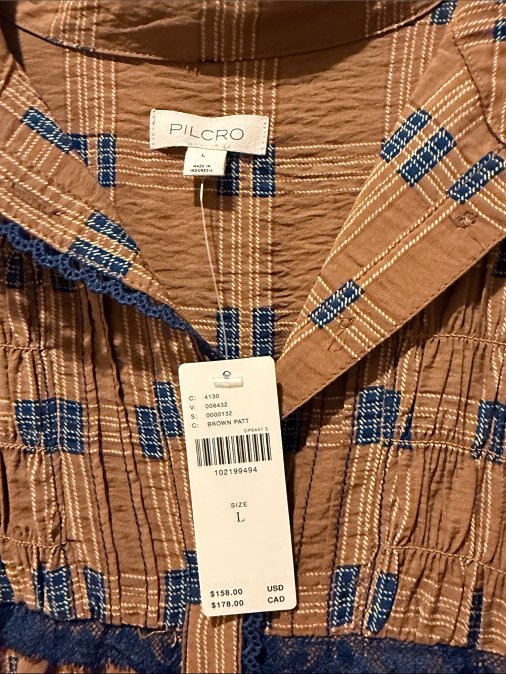 Pilcro Tan Dress with Navy Accents - Picture 3 of 4